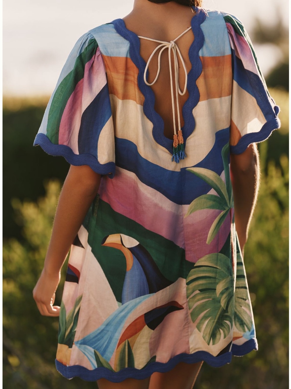 New FARM Rio x Anthropologie Mountain of Toucans Scalloped Mini Dress - Picture 2 of 2